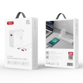 СЗП-адаптер XO L128 120W (1USB) + кабель Type-C (Білий)